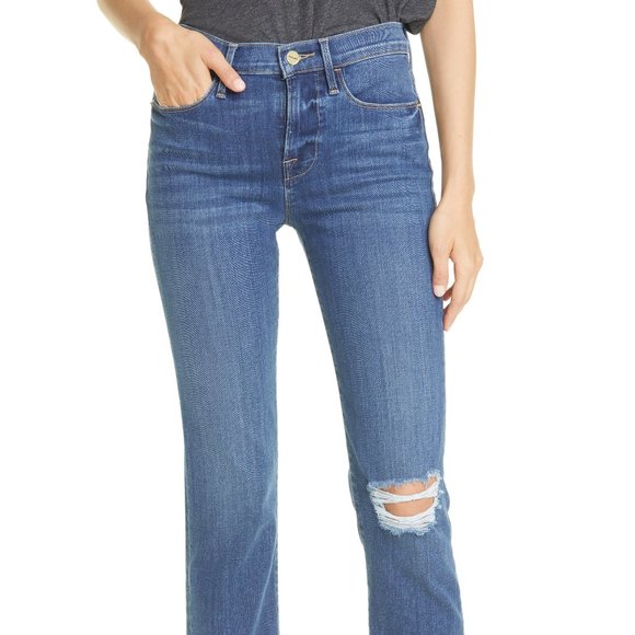 Frame Le High Raw Hem Ankle Straight Leg Jeans NWT - Picture 3 of 11